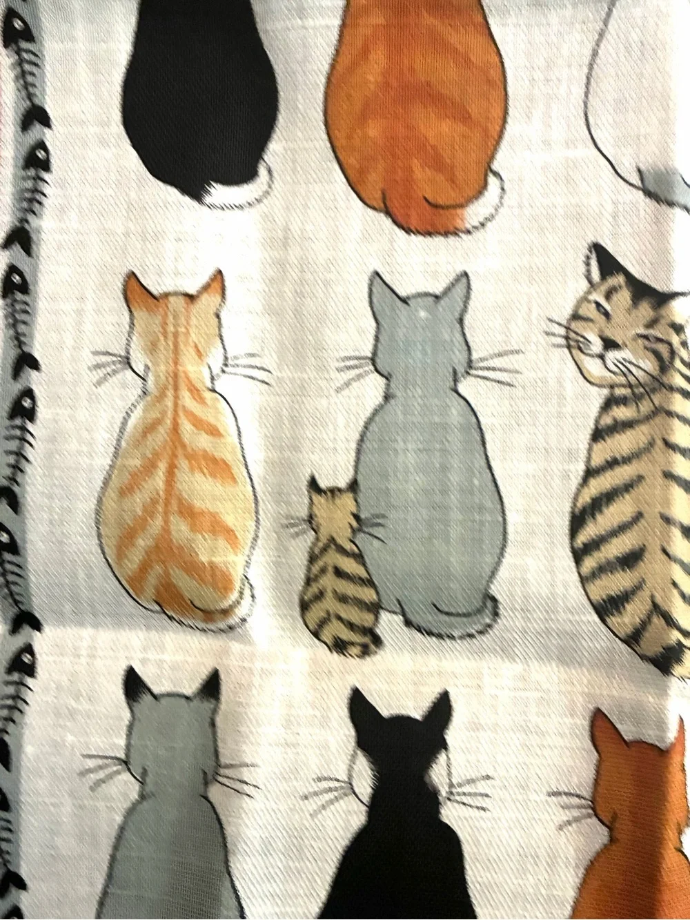 Vintage Ulster Weavers Irish Linen Cats in Waiting Tea Towel Made in Ireland